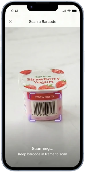 Scanning a barcode in a tracking app